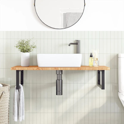 Badkamer wandschap staal en massief eikenhout