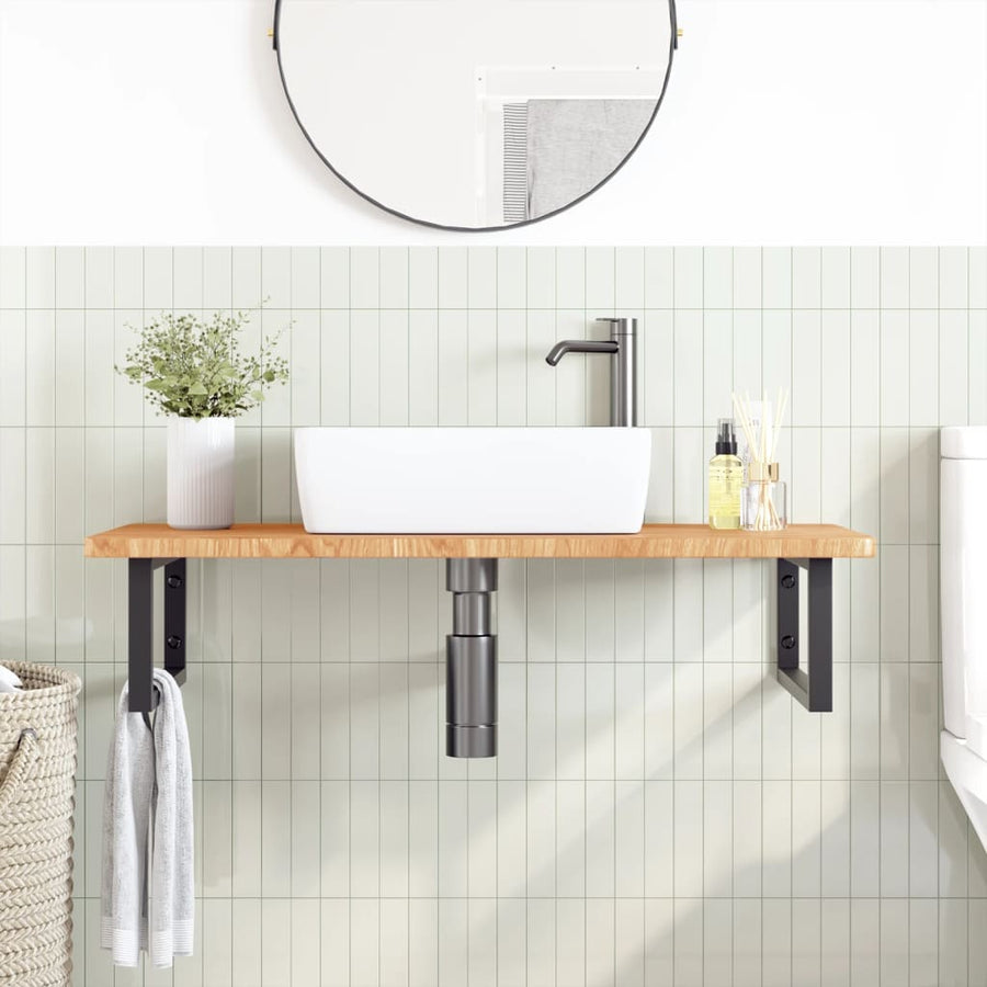 Badkamer wandschap staal en massief eikenhout
