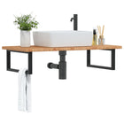Wandschap badkamer staal massief eikenhout 100x50 cm