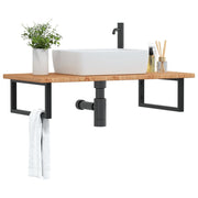 Wandschap badkamer staal massief eikenhout 100x50 cm