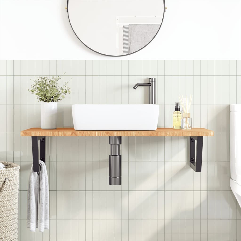 Badkamer wandschap staal en massief eikenhout