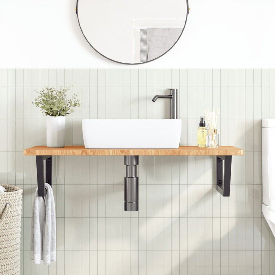Badkamer wandschap staal en massief eikenhout