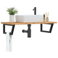 Bathroom wall shelf steel and solid oak