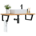 Bathroom wall shelf steel and solid oak