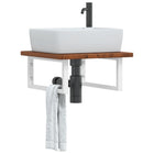 Bathroom wall shelf steel and solid oak