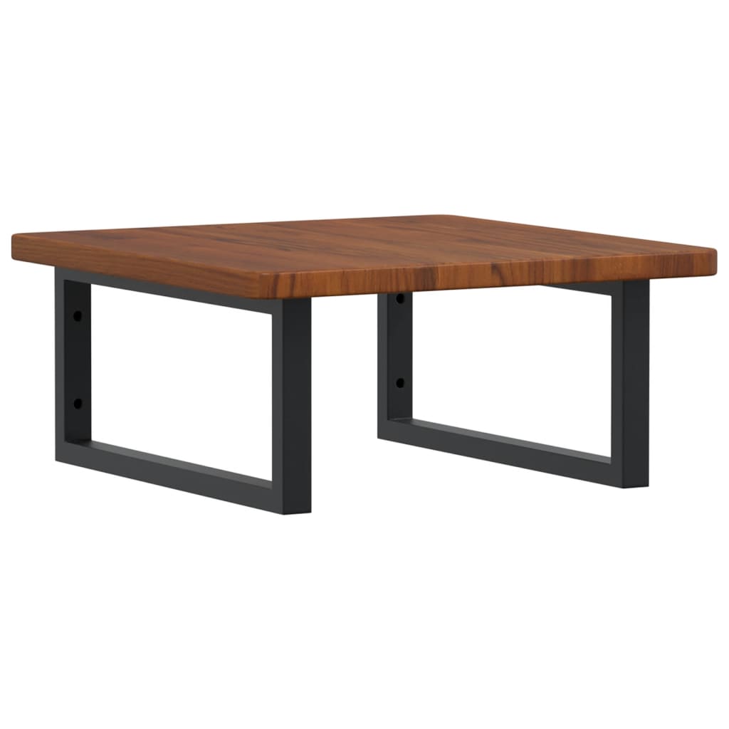 Badkamer Wandschap Staal En Massief Eikenhout 1 50 x 50 x 2.5 cm Donkerbruin en zwart