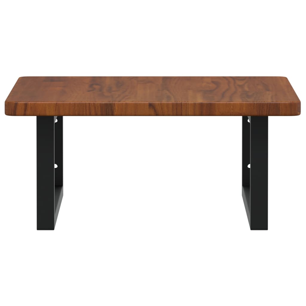 Badkamer Wandschap Staal En Massief Eikenhout 1 50 x 50 x 2.5 cm Donkerbruin en zwart