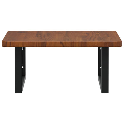 Badkamer Wandschap Staal En Massief Eikenhout 1 50 x 50 x 2.5 cm Donkerbruin en zwart