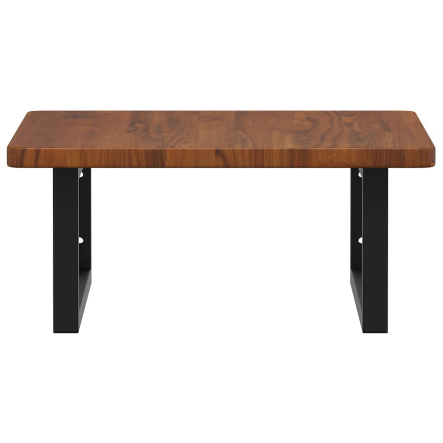 Badkamer Wandschap Staal En Massief Eikenhout 1 50 x 50 x 2.5 cm Donkerbruin en zwart