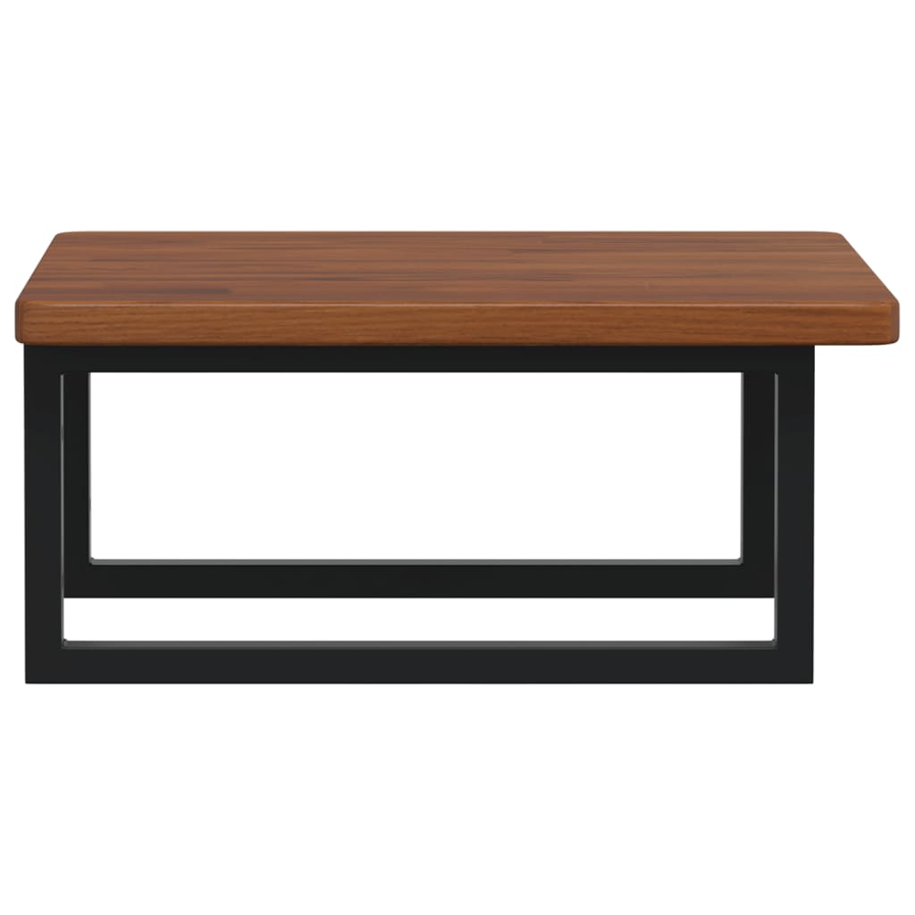 Badkamer Wandschap Staal En Massief Eikenhout 1 50 x 50 x 2.5 cm Donkerbruin en zwart