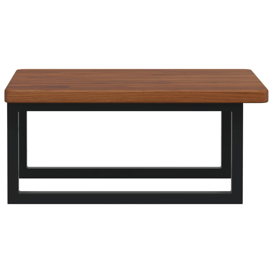 Badkamer Wandschap Staal En Massief Eikenhout 1 50 x 50 x 2.5 cm Donkerbruin en zwart