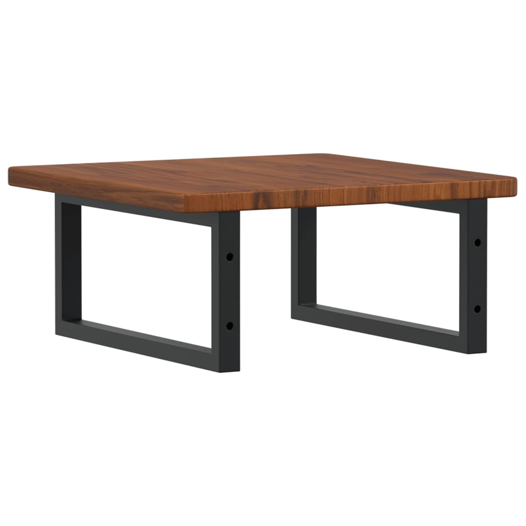 Badkamer Wandschap Staal En Massief Eikenhout 1 50 x 50 x 2.5 cm Donkerbruin en zwart