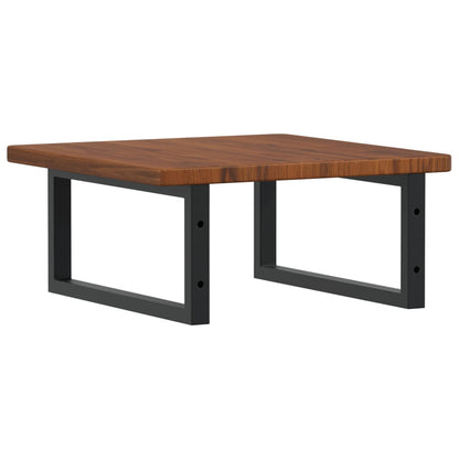 Badkamer Wandschap Staal En Massief Eikenhout 1 50 x 50 x 2.5 cm Donkerbruin en zwart