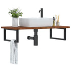 Badkamer wandschap staal massief eikenhout 100x50 cm