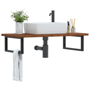 Badkamer wandschap staal massief eikenhout 100x50 cm