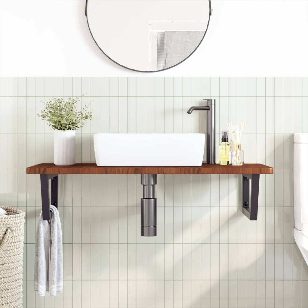 Badkamer wandschap staal en massief eikenhout