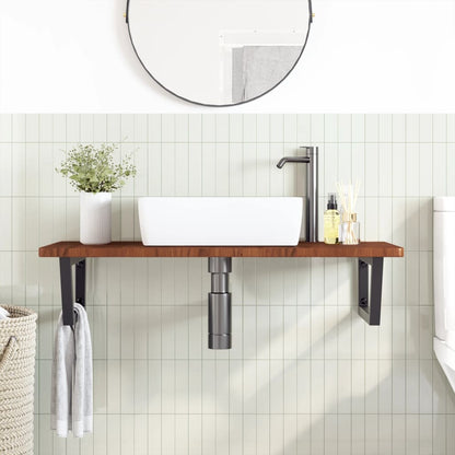 Badkamer wandschap staal en massief eikenhout