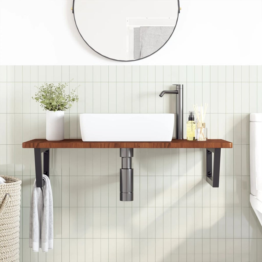 Badkamer wandschap staal en massief eikenhout
