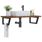 Bathroom wall shelf steel and solid oak
