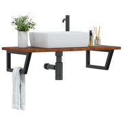 Badkamer wandschap staal massief eikenhout