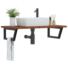 Badkamer wandschap staal en massief eikenhout