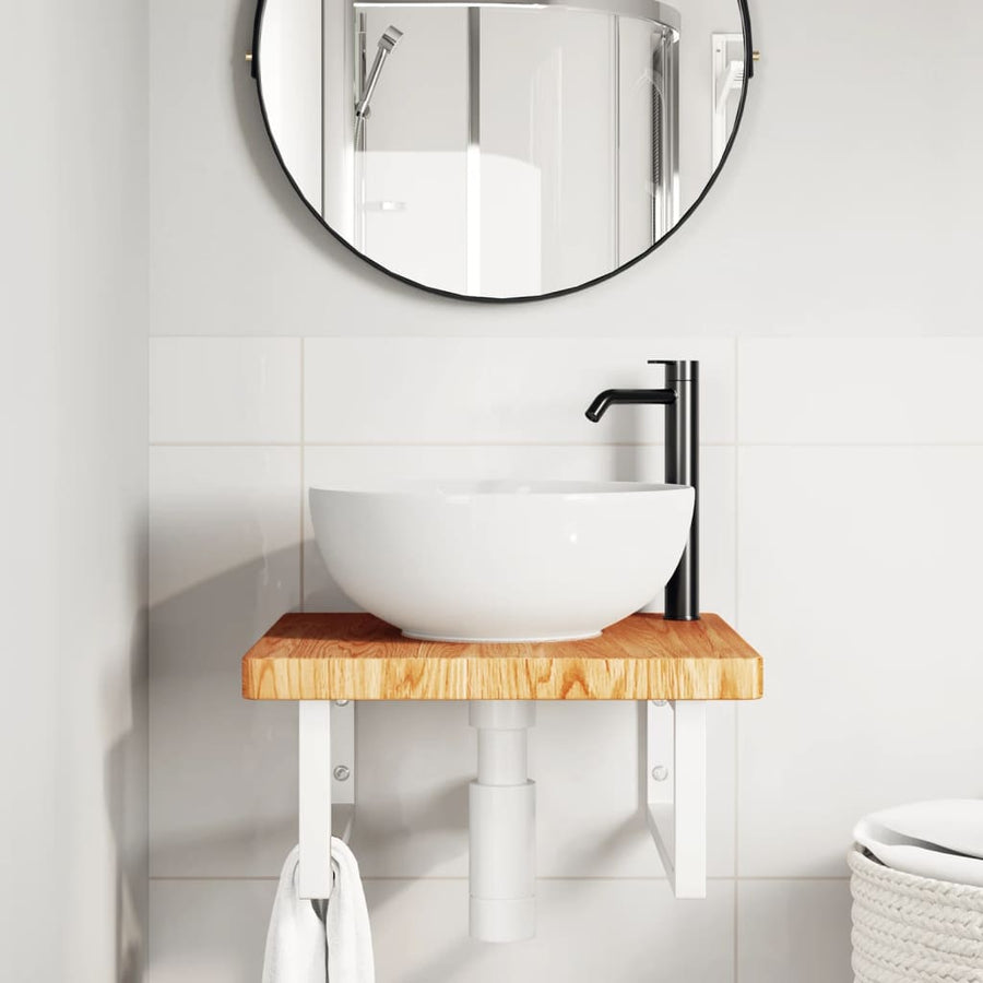 Badkamer Wandschap Staal En Massief Eikenhout 1