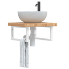 Badkamer wandschap massief eikenhout staal wit