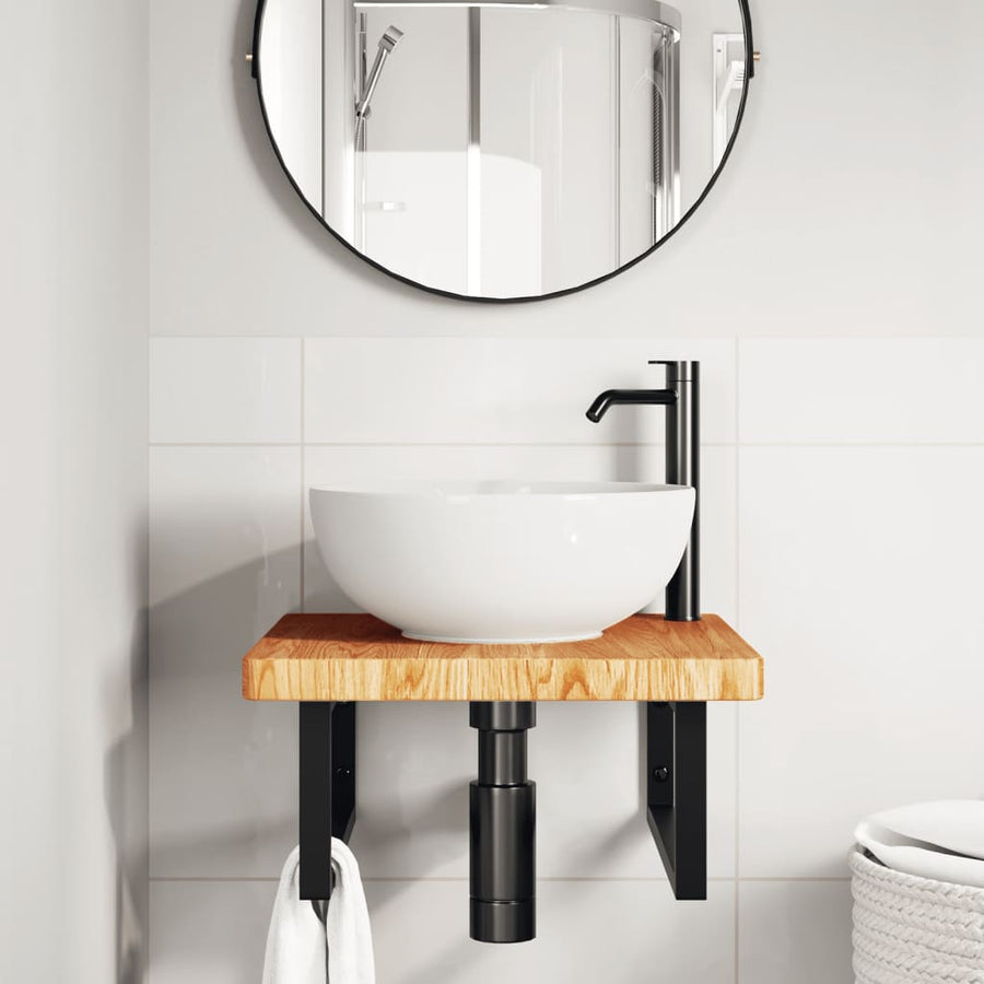 Badkamer Wandschap Staal En Massief Eikenhout