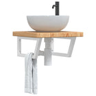 Bathroom wall shelf steel and solid oak