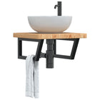 Bathroom wall shelf steel and solid oak