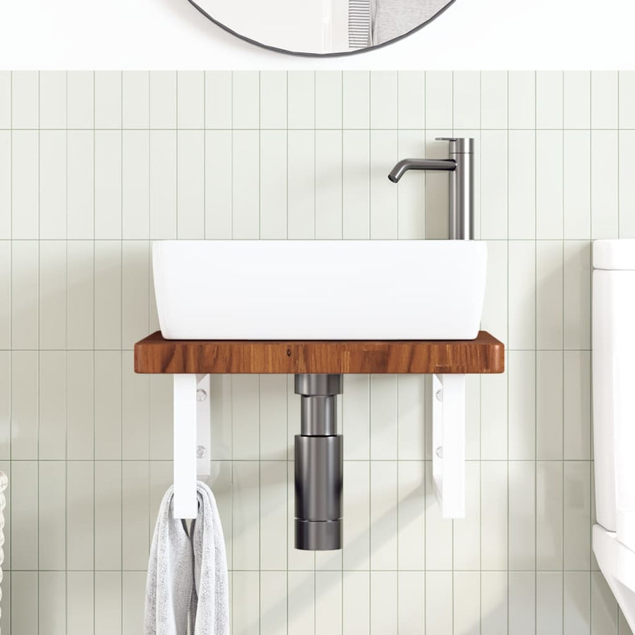 Badkamer Wandschap Staal En Massief Eikenhout 1