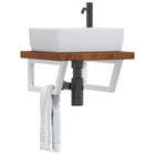 Bathroom wall shelf steel and solid oak