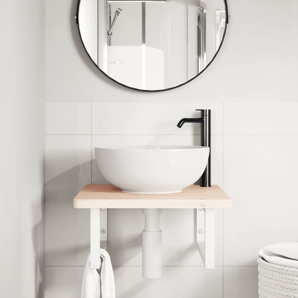 Badkamer Wandschap Staal En Massief Beukenhout 1
