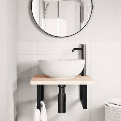 Badkamer wandschap staal en massief beukenhout