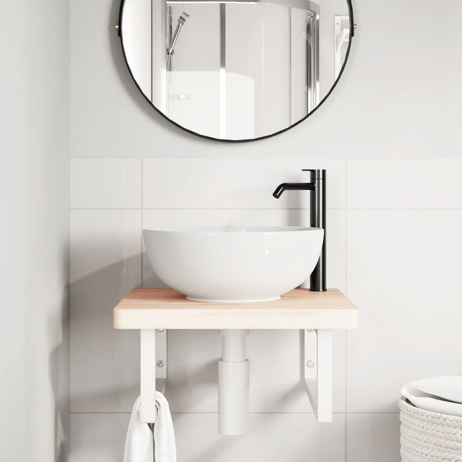 Badkamer Wandschap Staal En Massief Beukenhout 1