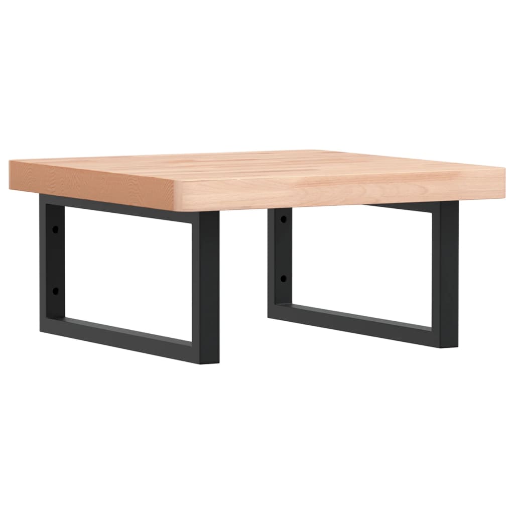 Badkamer Wandschap Staal En Massief Beukenhout 1 50 x 50 x 4 cm Bruin en zwart