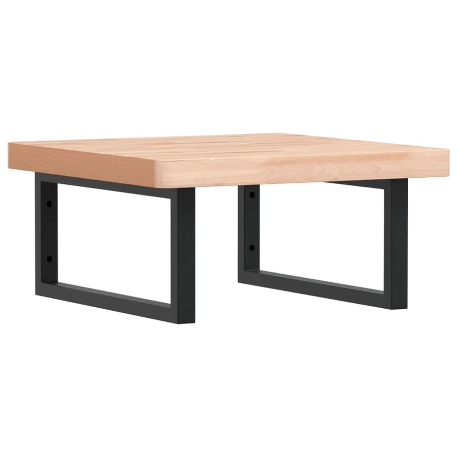 Badkamer Wandschap Staal En Massief Beukenhout 1 50 x 50 x 4 cm Bruin en zwart