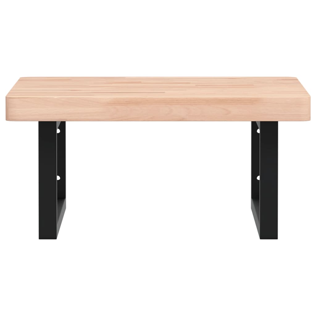 Badkamer Wandschap Staal En Massief Beukenhout 1 50 x 50 x 4 cm Bruin en zwart