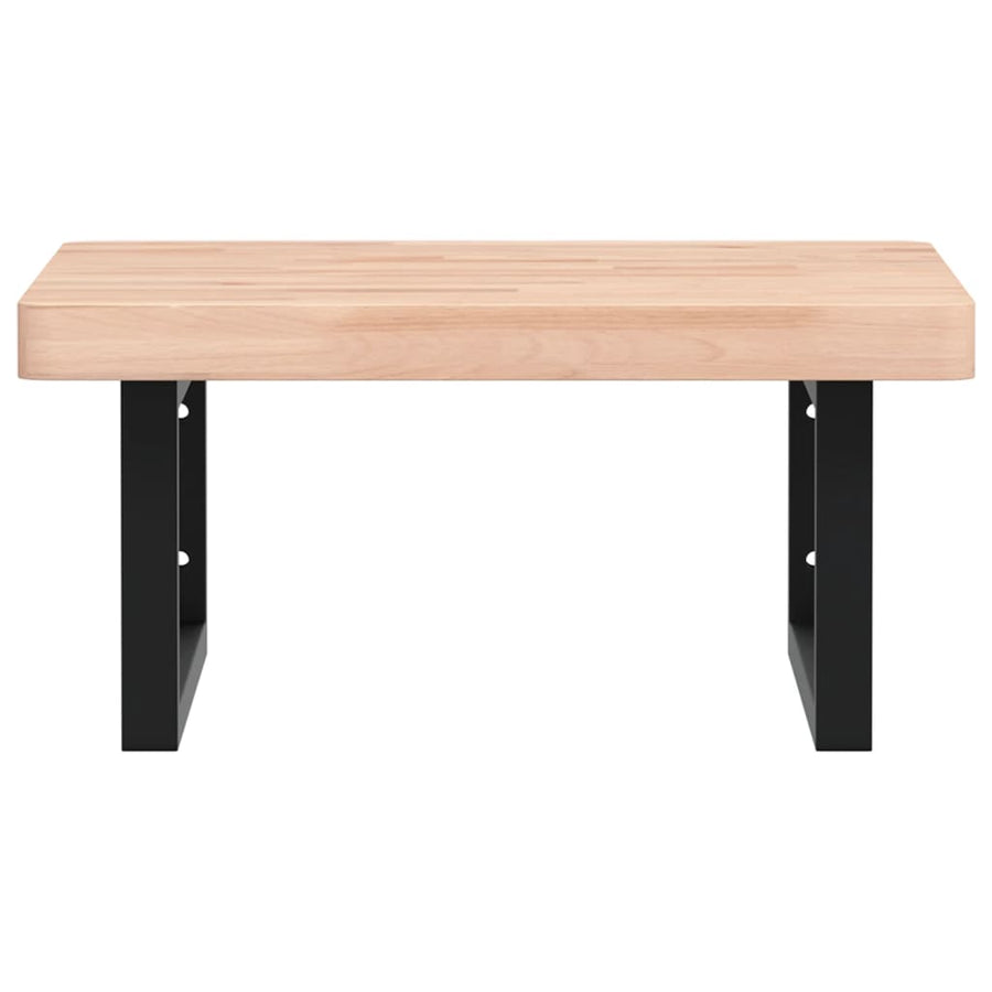 Badkamer Wandschap Staal En Massief Beukenhout 1 50 x 50 x 4 cm Bruin en zwart
