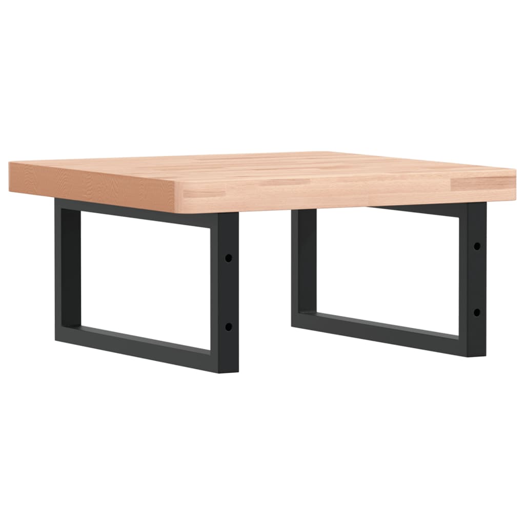 Badkamer Wandschap Staal En Massief Beukenhout 1 50 x 50 x 4 cm Bruin en zwart