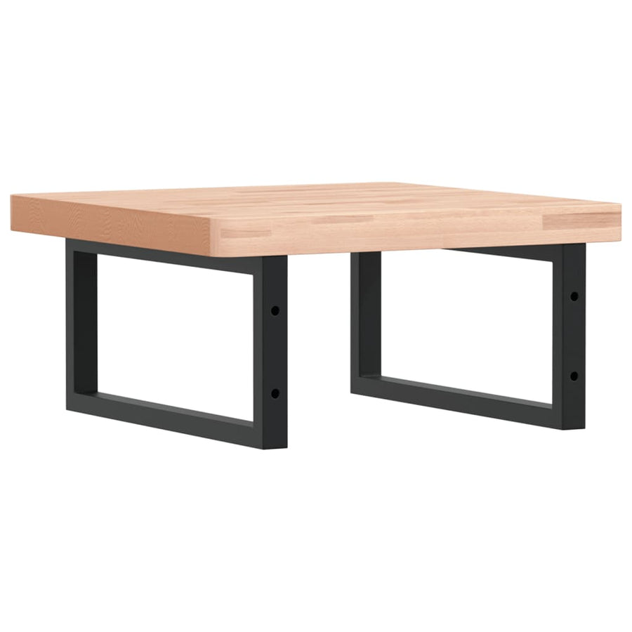 Badkamer Wandschap Staal En Massief Beukenhout 1 50 x 50 x 4 cm Bruin en zwart