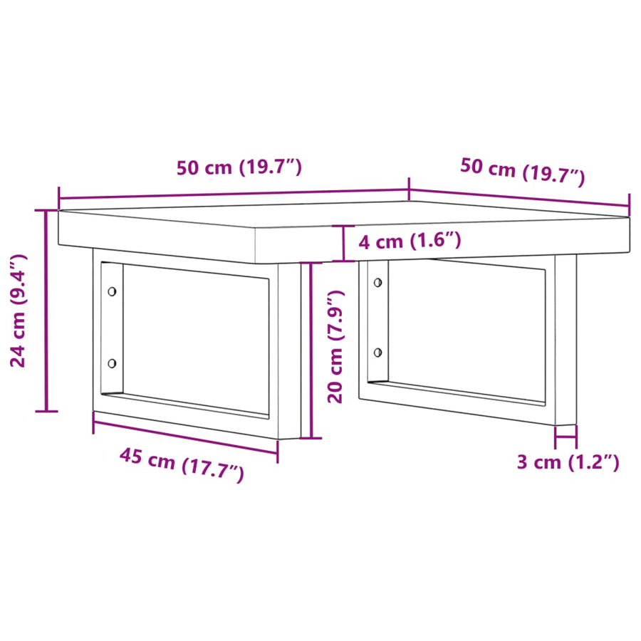 Badkamer Wandschap Staal En Massief Beukenhout 1 50 x 50 x 4 cm Bruin en zwart
