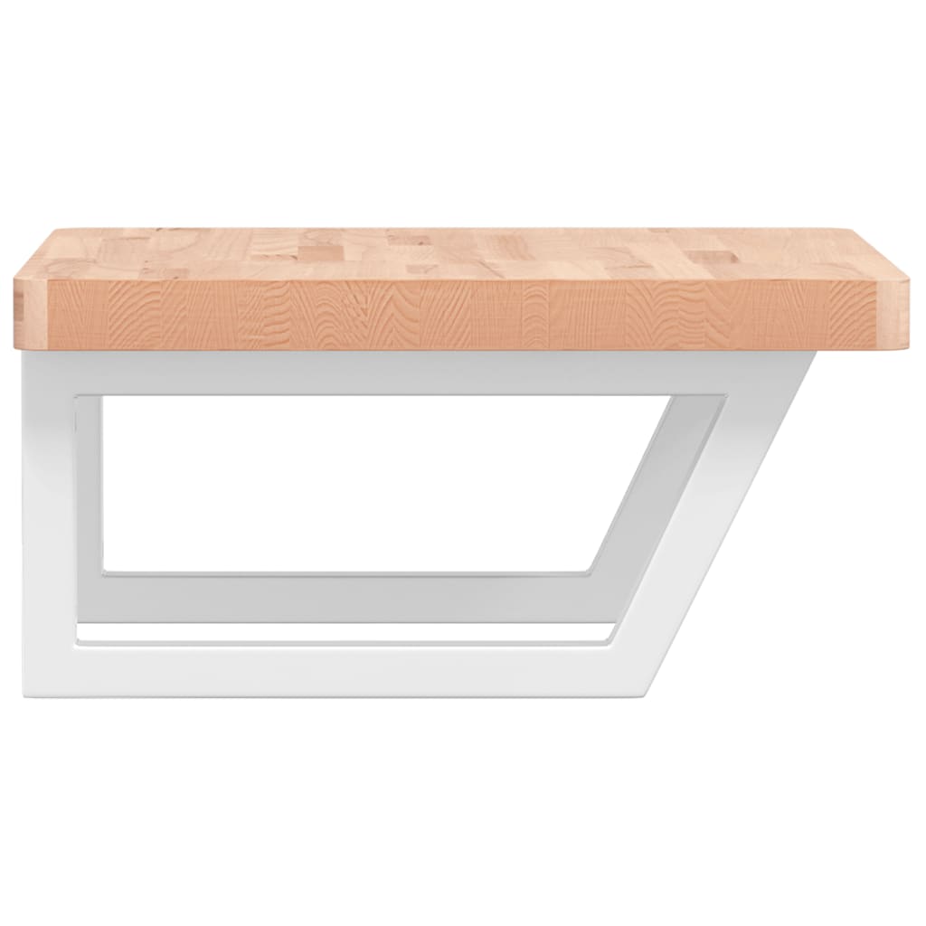 Badkamer wandschap staal en massief beukenhout