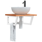 Bathroom wall shelf steel and solid beech wood