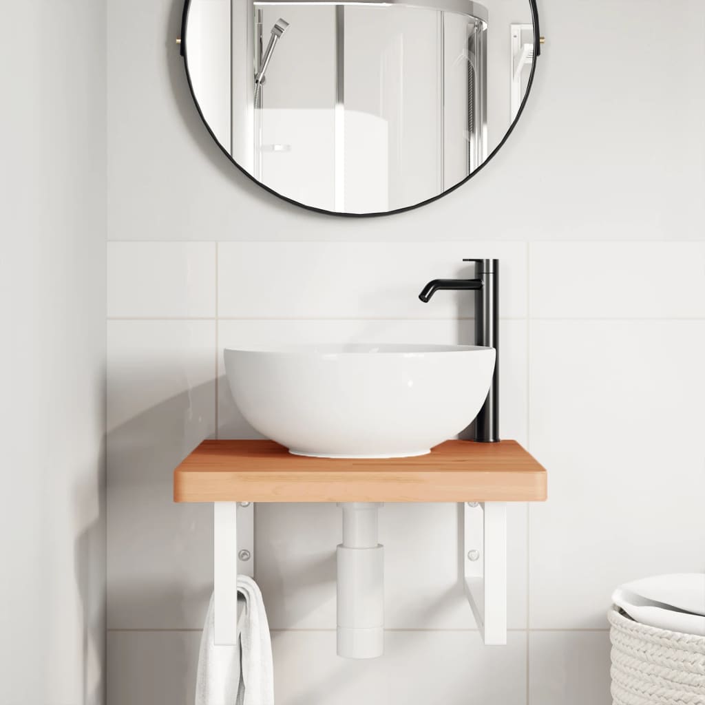 Badkamer Wandschap Staal En Massief Beukenhout 1