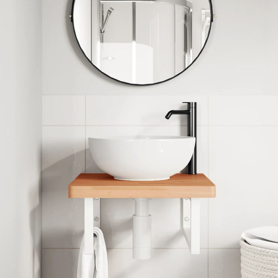 Badkamer Wandschap Staal En Massief Beukenhout 1