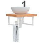 Bathroom Wall Shelf Steel And Solid Beech 1