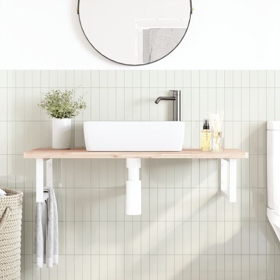 Badkamer Wandschap Staal En Massief Beukenhout 1