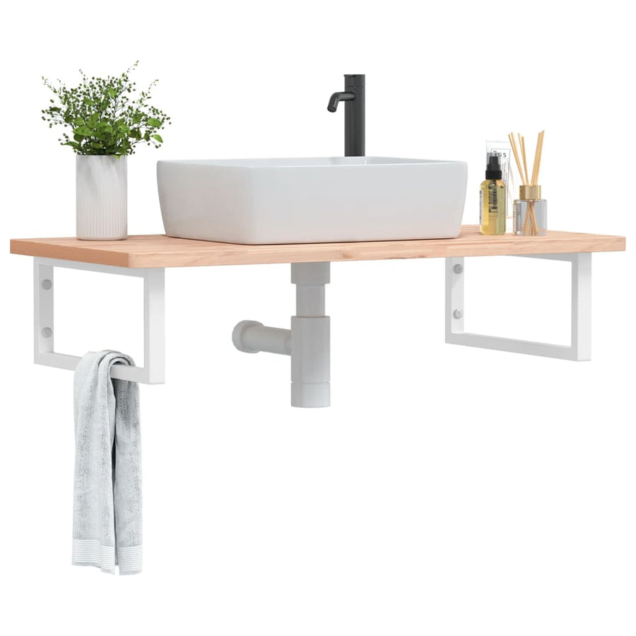 Badkamer Wandschap Staal En Massief Beukenhout 1