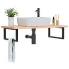 Bathroom wall shelf steel and solid beech wood